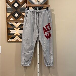 Freecity Cropped Cotton Blend Jogger Pants Artists Wanted Light Grey Medium